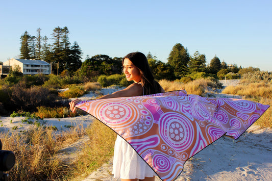 Girl with Travel Towel in Wind