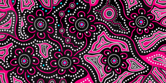 Frangipani Indigenous Travel Towel featuring sacred Aboriginal artwork with traditional frangipani flower symbols representing beauty, spiritual growth, and connection to tropical country through ancestral dreamtime patterns and dot work designs