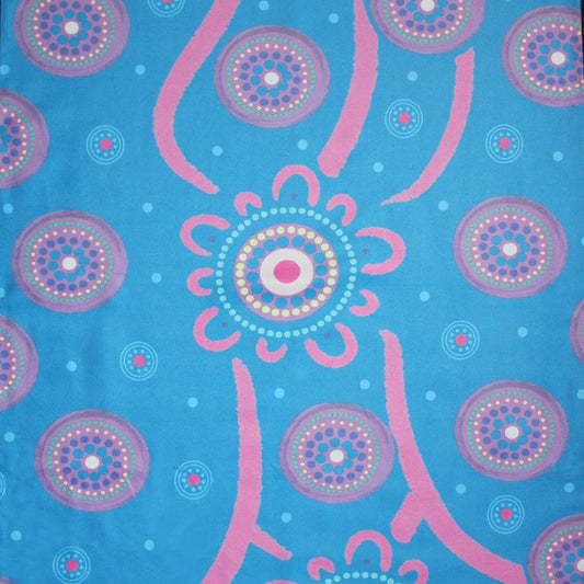 Journey Home Indigenous Gym Towel featuring sacred Aboriginal artwork with traditional symbols representing the spiritual journey back to country, ancestral pathways, and the eternal connection to homeland through dreamtime patterns and dot work designs