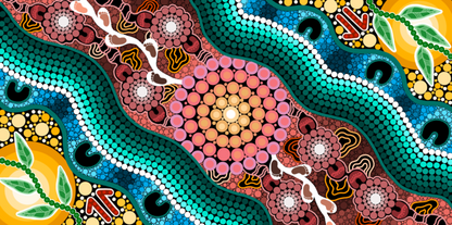 A Breath of Fresh Air Indigenous Travel Towel featuring sacred Aboriginal artwork with traditional symbols representing life-giving air, spiritual breath, and connection to nature through ancestral dreamtime patterns and flowing dot work designs