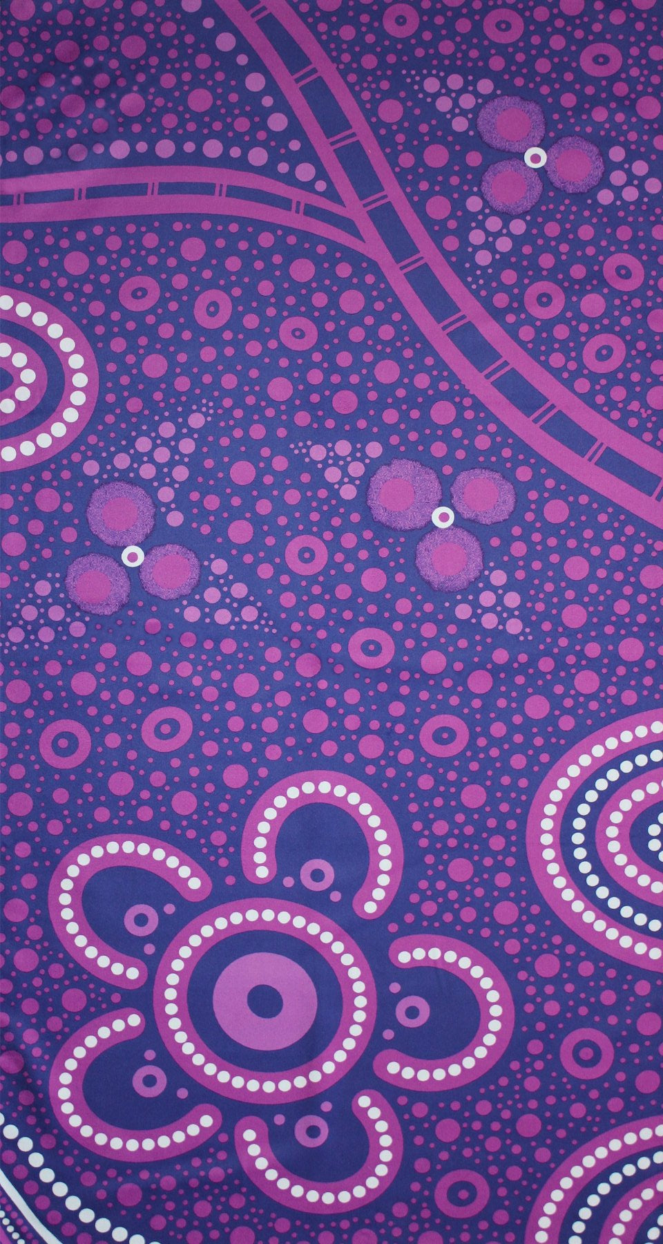 Close-up detail of Jabirr Jabirr Country Indigenous Gym Towel showcasing authentic Aboriginal artwork with traditional dot painting techniques, country symbols, and cultural patterns that represent the sacred connection to Jabirr Jabirr ancestral lands and spiritual heritage

