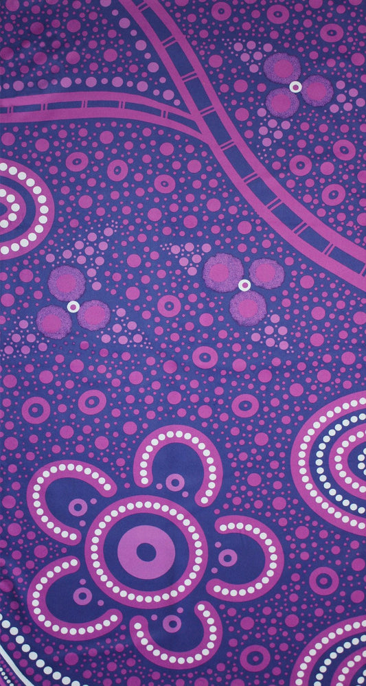 Close-up detail of Jabirr Jabirr Country Indigenous Gym Towel showcasing authentic Aboriginal artwork with traditional dot painting techniques, country symbols, and cultural patterns that represent the sacred connection to Jabirr Jabirr ancestral lands and spiritual heritage
