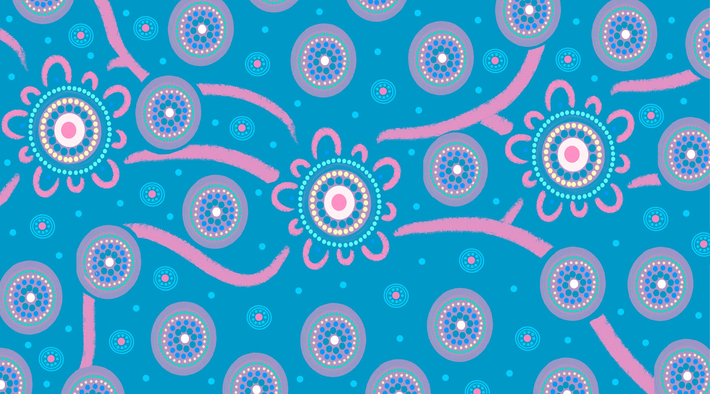 Journey Home Indigenous Gym Towel featuring sacred Aboriginal artwork with traditional symbols representing the spiritual journey back to country, ancestral pathways, and the eternal connection to homeland through dreamtime patterns and dot work designs
